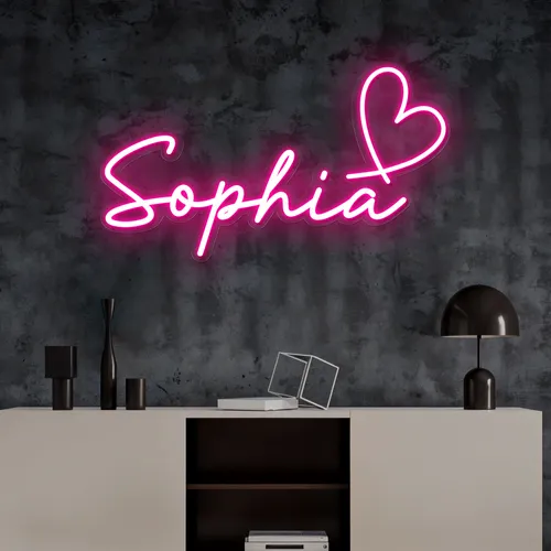 Sophia with Heart Neon Sign - Imprint Now - UK