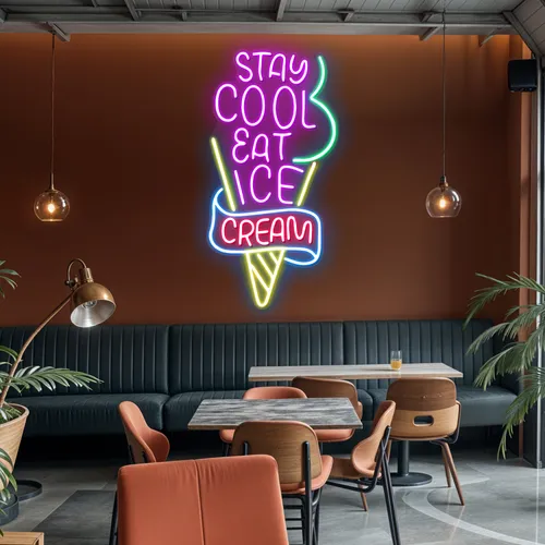 Stay Cool n Eat Ice Cream Neon Sign - Imprint Now - UK