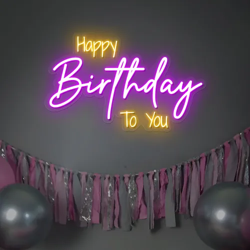 Bright Happy Birthday Neon Sign - Imprint Now - UK