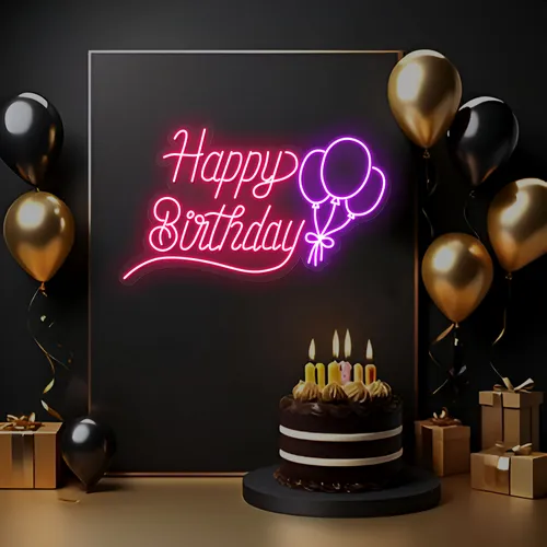 Happy Birthday Glow Neon Sign - Imprint Now - UK