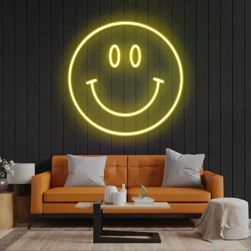 Yellow Neon Smile Sign - Imprint Now - UK