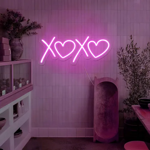 XOXO Heart Pink Neon Sign - Imprint Now - UK