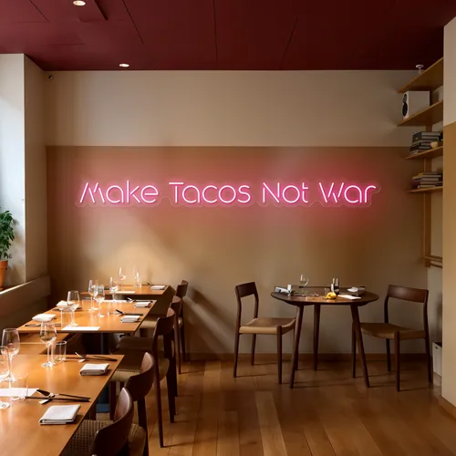 Mouth-watering "Make Tacos Not War" Neon Sign - Imprint Now - UK