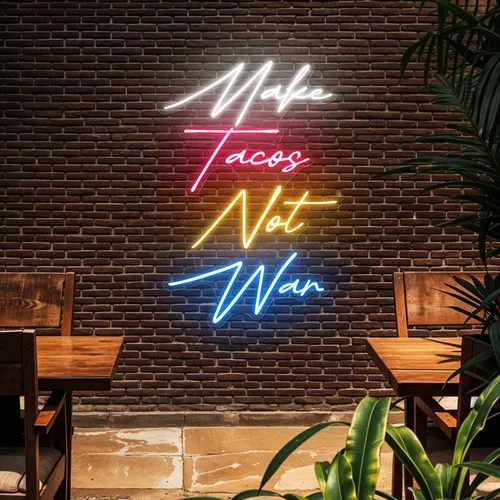 Flavorful "Make Tacos Not War" Neon Sign - Imprint Now - UK
