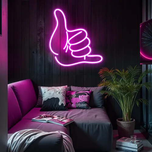 Pink Shaka Hand Neon Sign - Imprint Now - UK