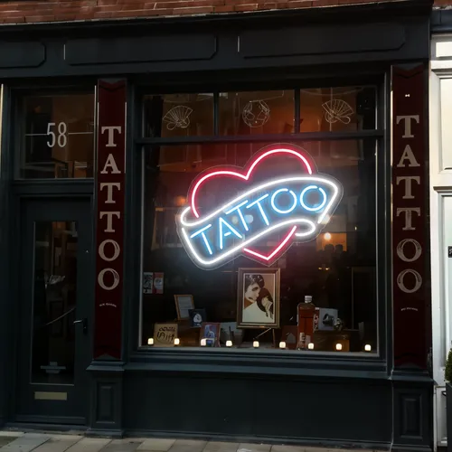 Tattoo Heart Window Neon Sign - Imprint Now - UK