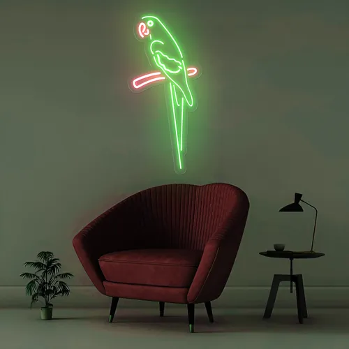 Green Parrot Vertical Neon Sign - Imprint Now - UK
