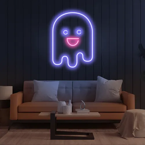 Ghost Cartoon Vertical Neon Sign - Imprint Now - UK