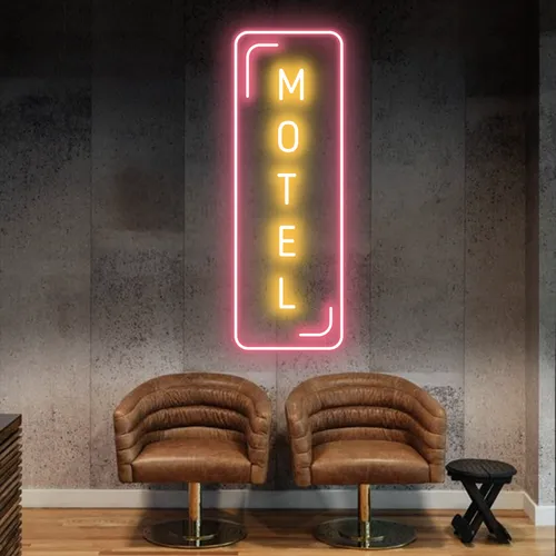 Motel Vertical Neon Sign - Imprint Now - UK
