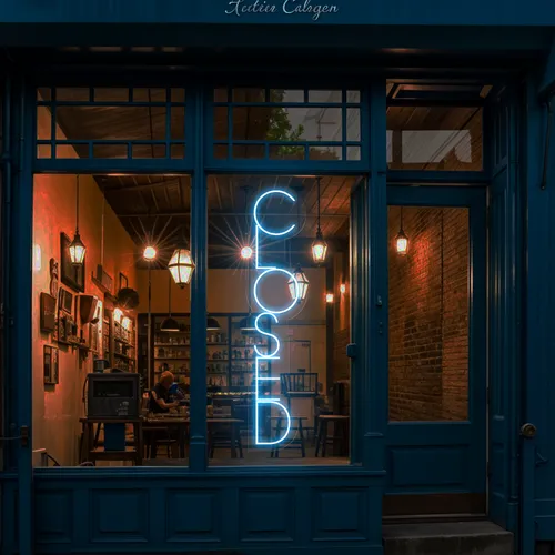 Closed Vertical Neon Sign - Imprint Now - UK