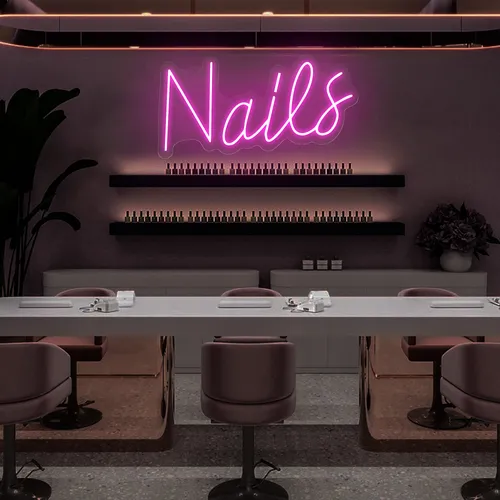 Nails Script Neon Sign - Imprint Now - UK