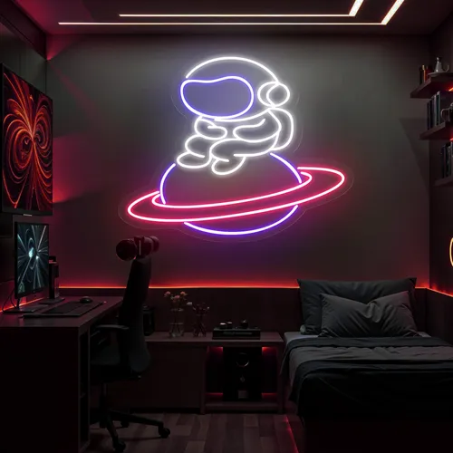 Astronaut In Saturn Neon Sign - Imprint Now - UK