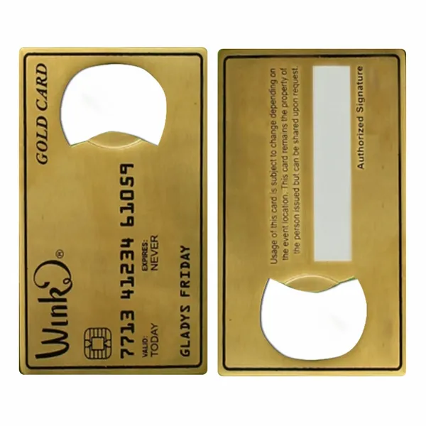 Gold Card Shaped Bottle Opener - Imprint Now - UK