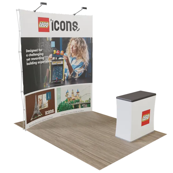 Custom Curved Pop-up Trade Show Display Stand 2.4 m x 2.4 m - Imprint Now - UK