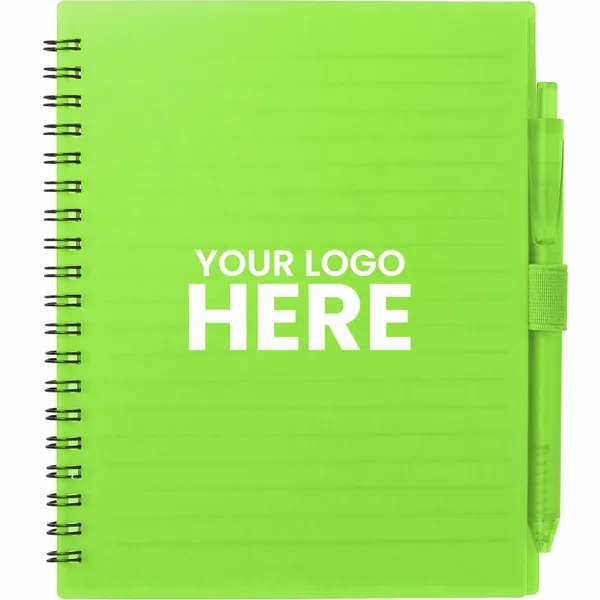 FSC Recycled 14 cm x 18 cm Spiral Notebook w/ RPET Pen