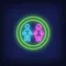 Boy & Girl Silhouettes Circle Neon Sign - Imprint Now - UK