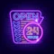 Retro Open 24 Hours Neon Sign - Imprint Now - UK