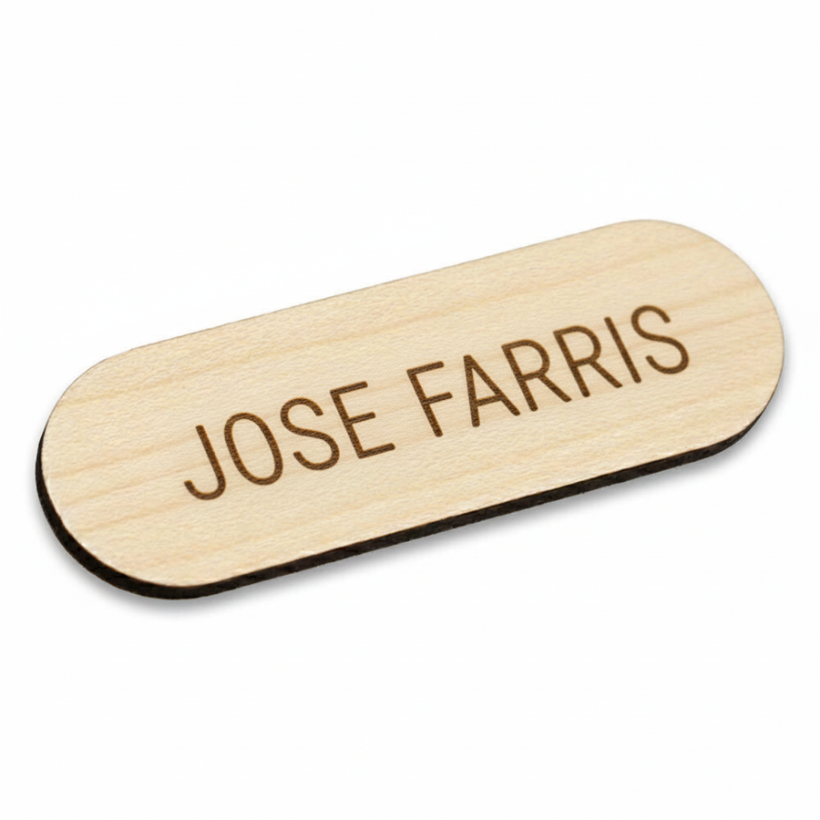 Wooden Name Badges - Imprint Now - UK
