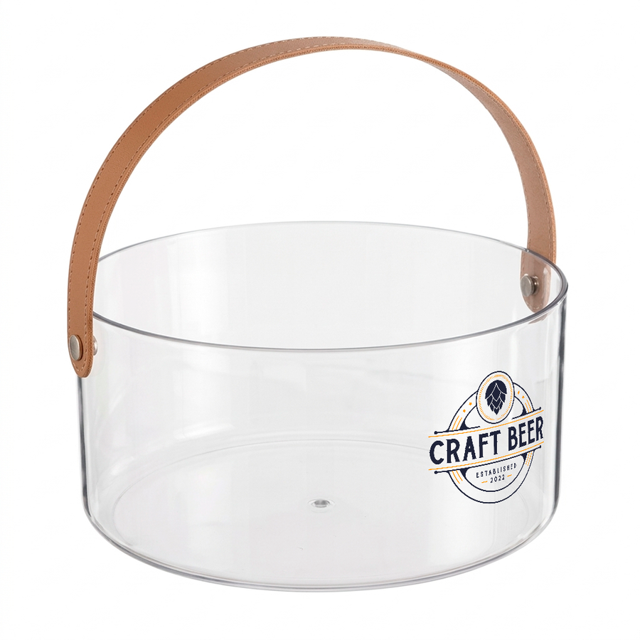 Leather-Strap Clear Drink Buckets - Imprint Now - UK