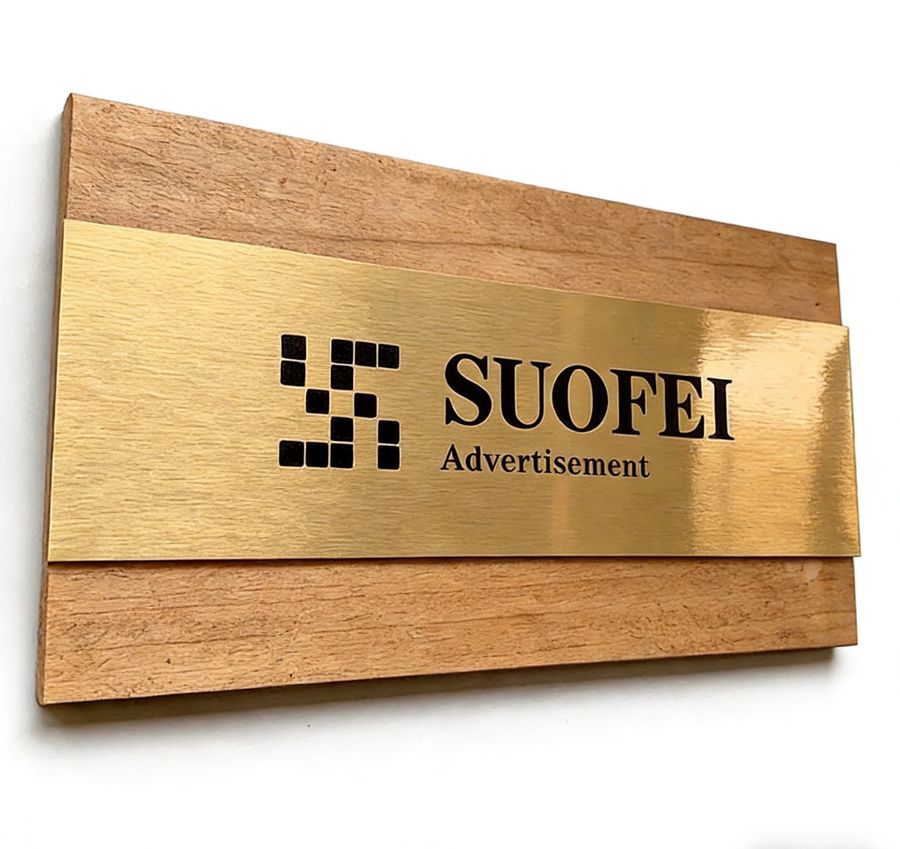 Walnut Metal Door Signs - Imprint Now - UK