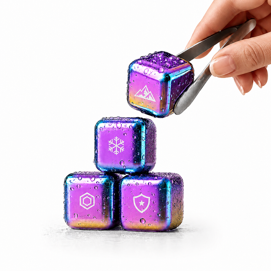 Rainbow Stainless Steel Ice Cubes - Imprint Now - UK