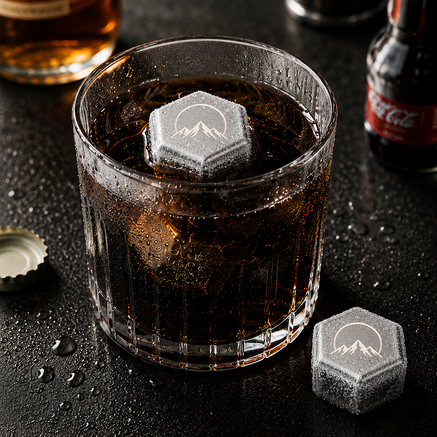 Hexagon Stainless Steel Ice Cubes - Imprint Now - UK