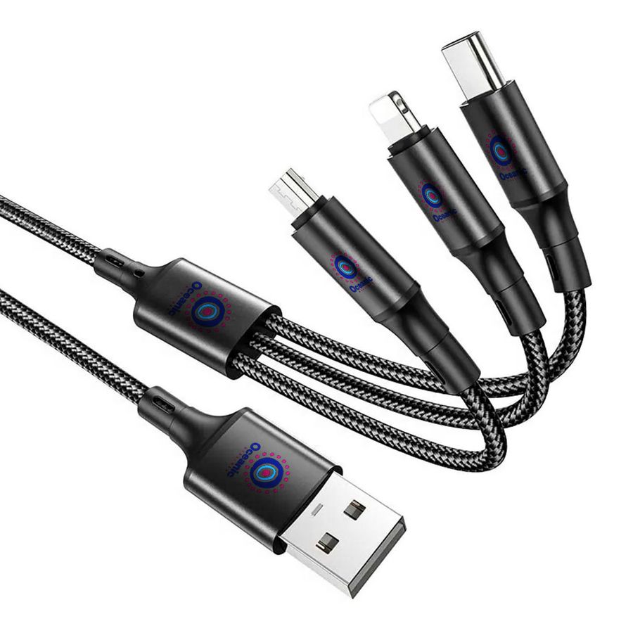Nylon Braided 3-in-1 Charging Cables - Imprint Now - UK